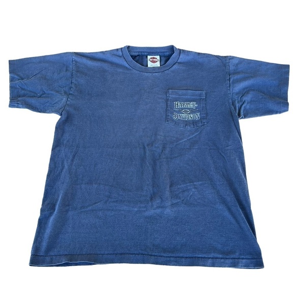 VTG 90s Single Stitch Harley Davidson T-Shirt USA Eagle Wings R.K. Stratman FLAW - Picture 2 of 12
